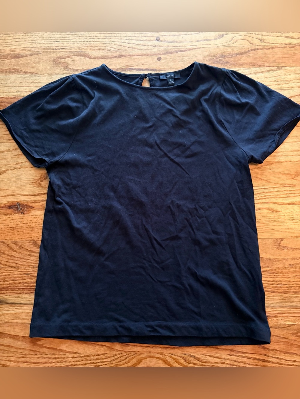 J. Crew Black Short-Sleeve Crewneck Tee with Keyhole